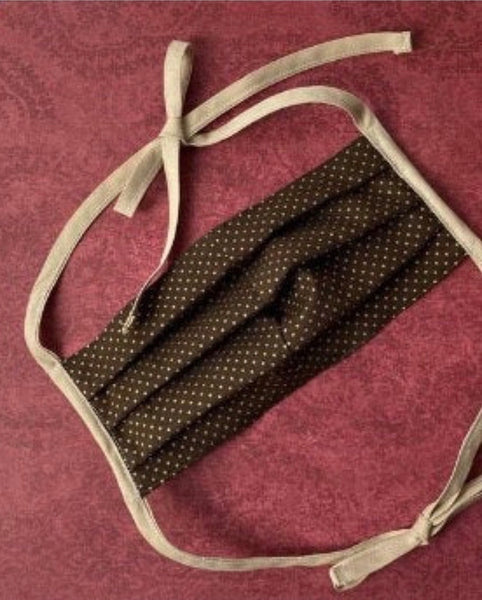 Dotted Chic Pleated Cotton Mask with Tie back behind the head elasix