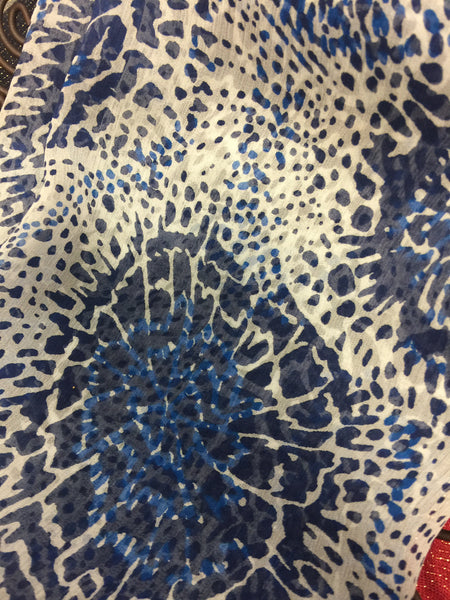 100% Silk Printed Wraps -Blues&Purple - AlSundus