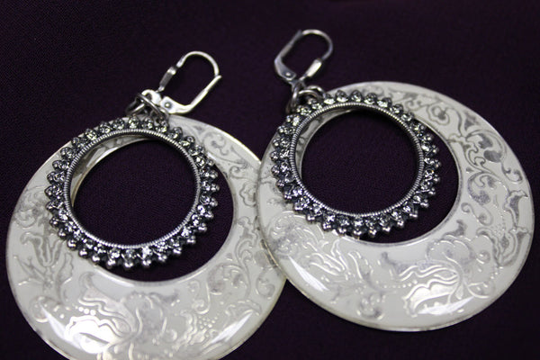 French Silver Plated Enamel Earrings - AlSundus