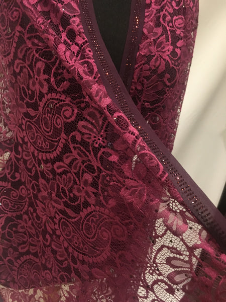 Purple Plum lace scarf shawl hijab wrap turban - AlSundus
