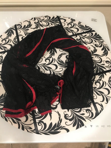 Pink and Black Silk Lace Scarf shawl wrap hijab turban - AlSundus