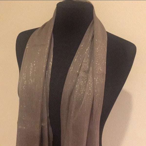 Wrap Style Hijab Scarf -100% Silk with Lurex Stripes - AlSundus