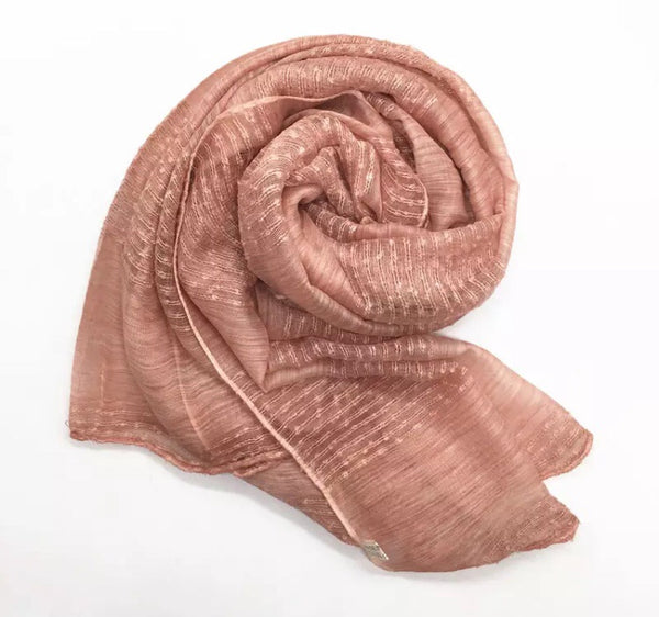 Blush Pink Striped Scarf Shawl Hijab Turban - AlSundus