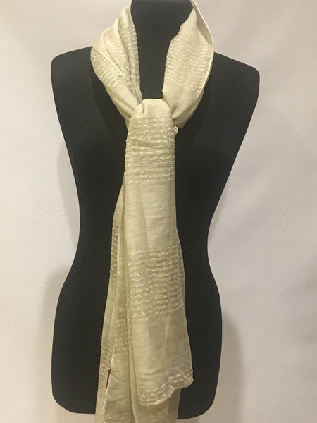 Striped textured Beige scarf shawl hijab wrap turban - AlSundus