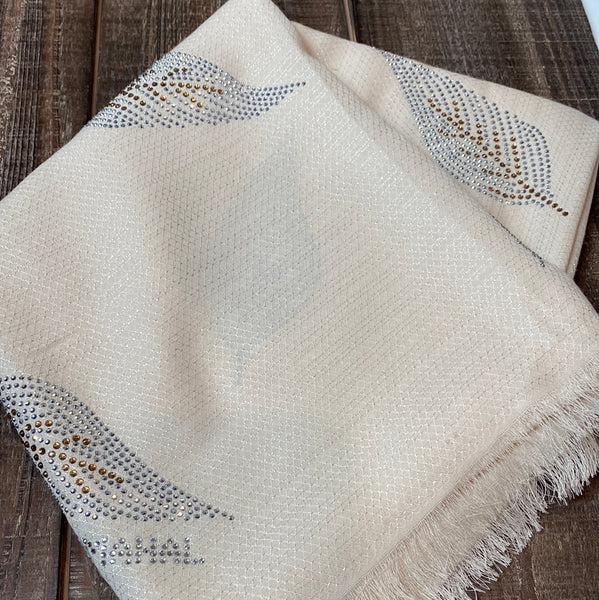 Creamy Rhinestone fancy shawl