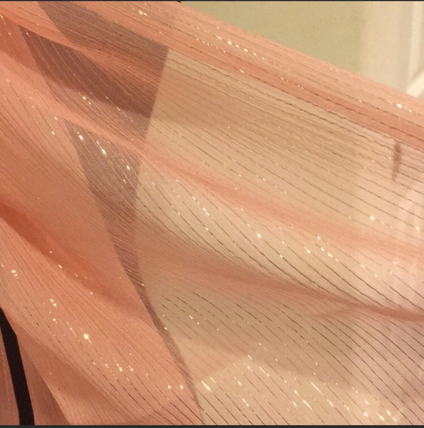 Wrap Style Hijab Scarf -100% Silk with Lurex Stripes - AlSundus