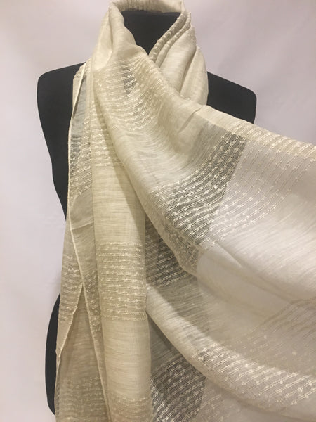 Striped textured Beige scarf shawl hijab wrap turban - AlSundus