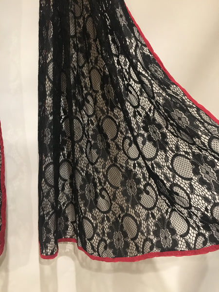 Pink and Black Silk Lace Scarf shawl wrap hijab turban - AlSundus